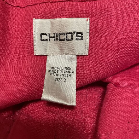 Chicos Pink Linen Beaded Button-Up Womens Shirt Size 3 - Picture 6 of 6